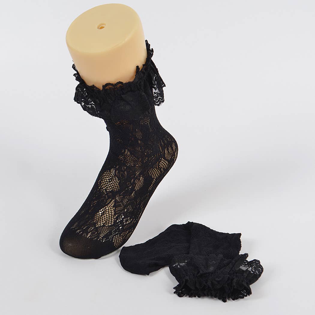 Laced Floral Mesh Socks: WT