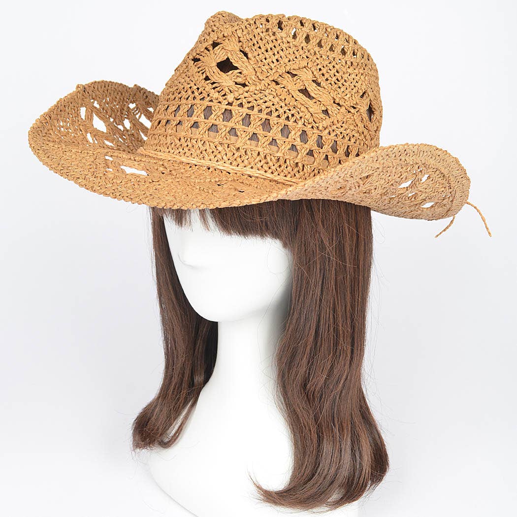 Faux Straw Cowboy Hat: BK