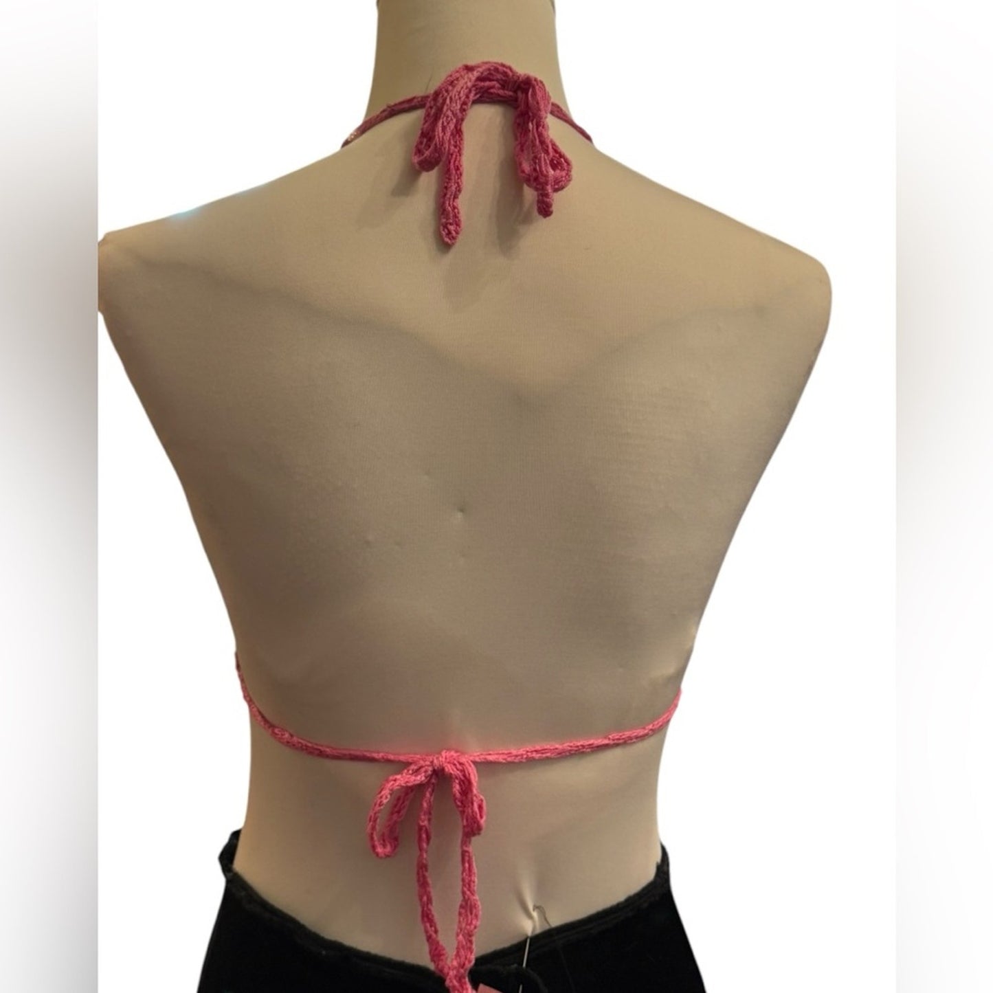 Handmade Pink Crochet Halter Boho Festival Top