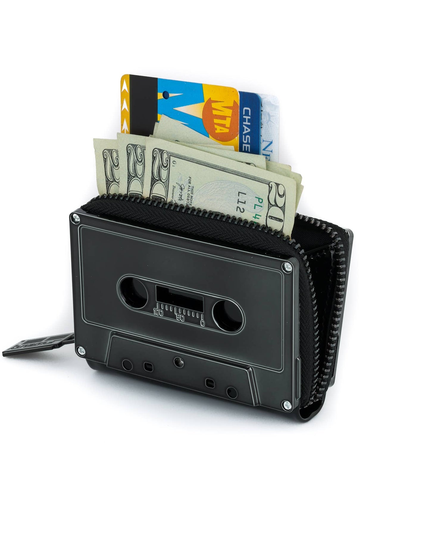 70259: Retro Cassette Mixtape Wallet | Black Chrome