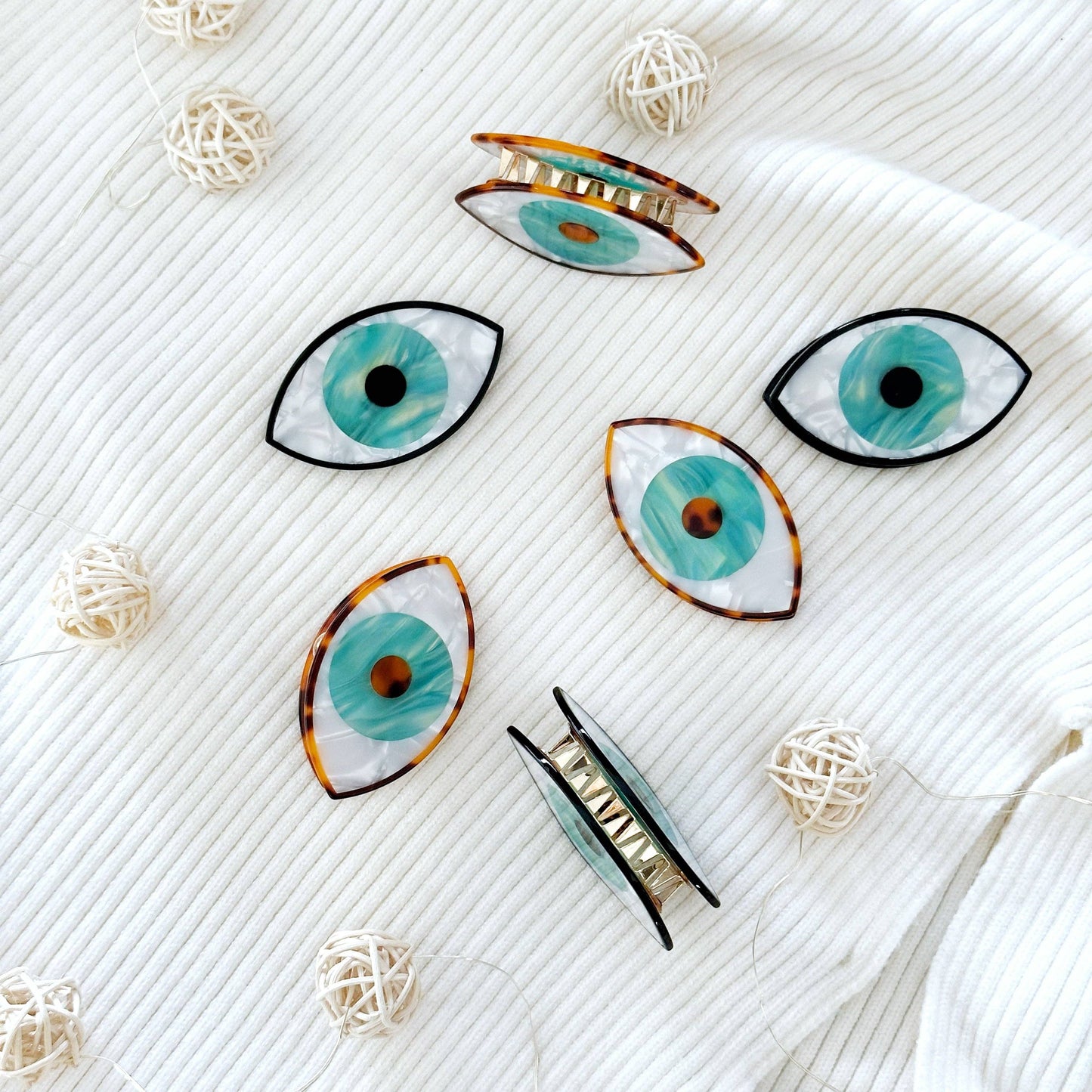 Evil Eye Hair Claw Clip, Acetate Hair Clip, Hair Accessories: Black