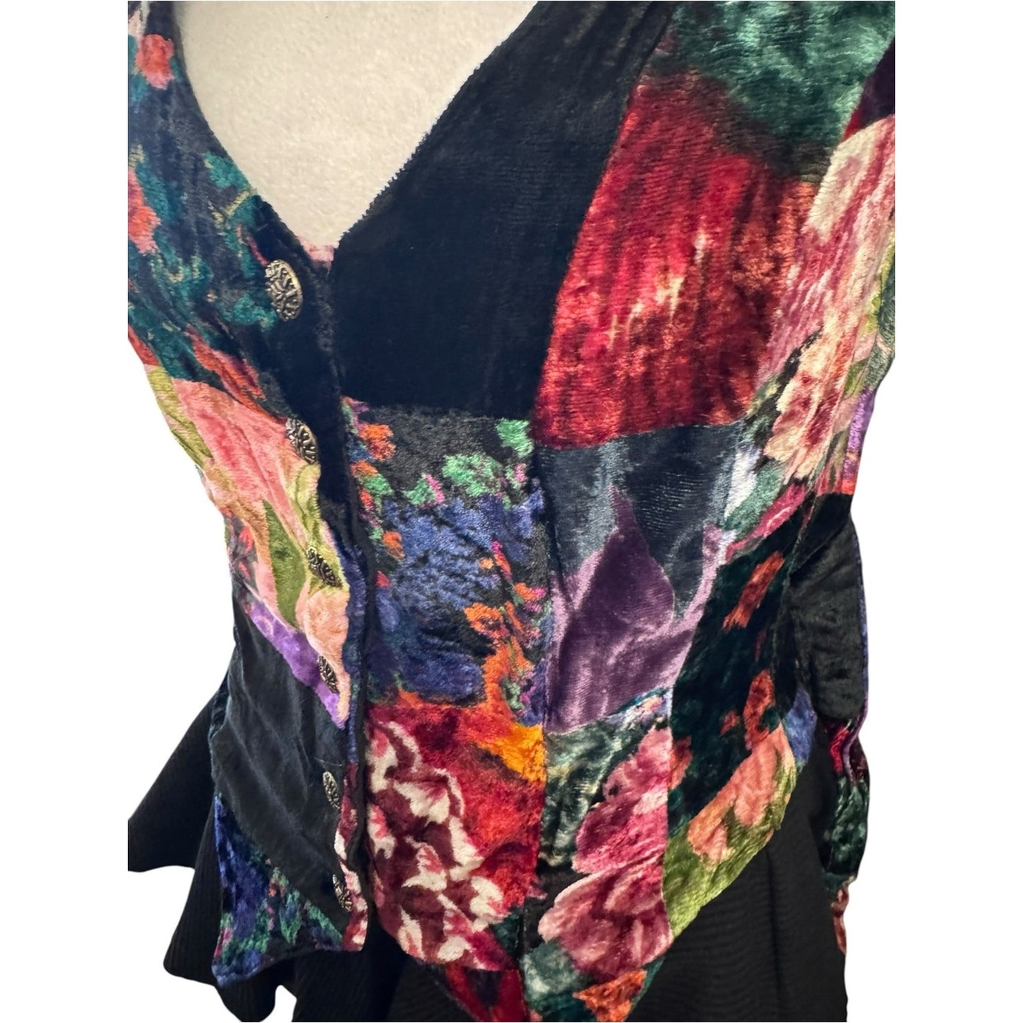 Betsey Johnson Iconic rare 1990s black label velvet patchwork vest size petite