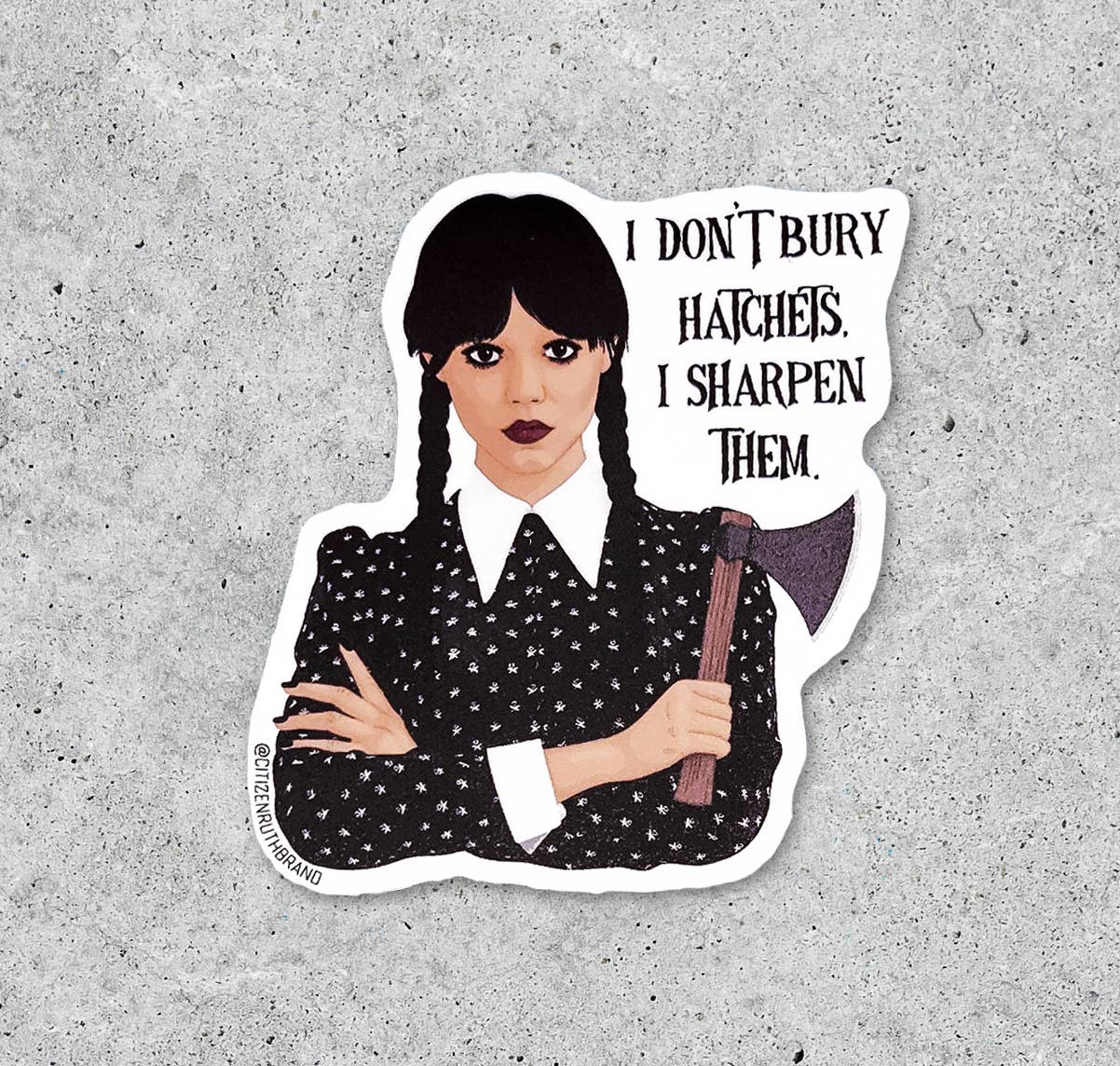 Wednesday Hatchet Sticker