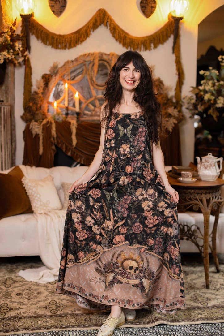 Momento Bohéme Long Maxi Slip Dress w/ Starling & Skull: S/M (fits approx. size 6-10)