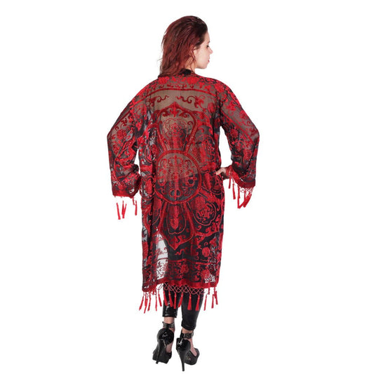 1813 - Medallion Long Jacket: RED/BLK