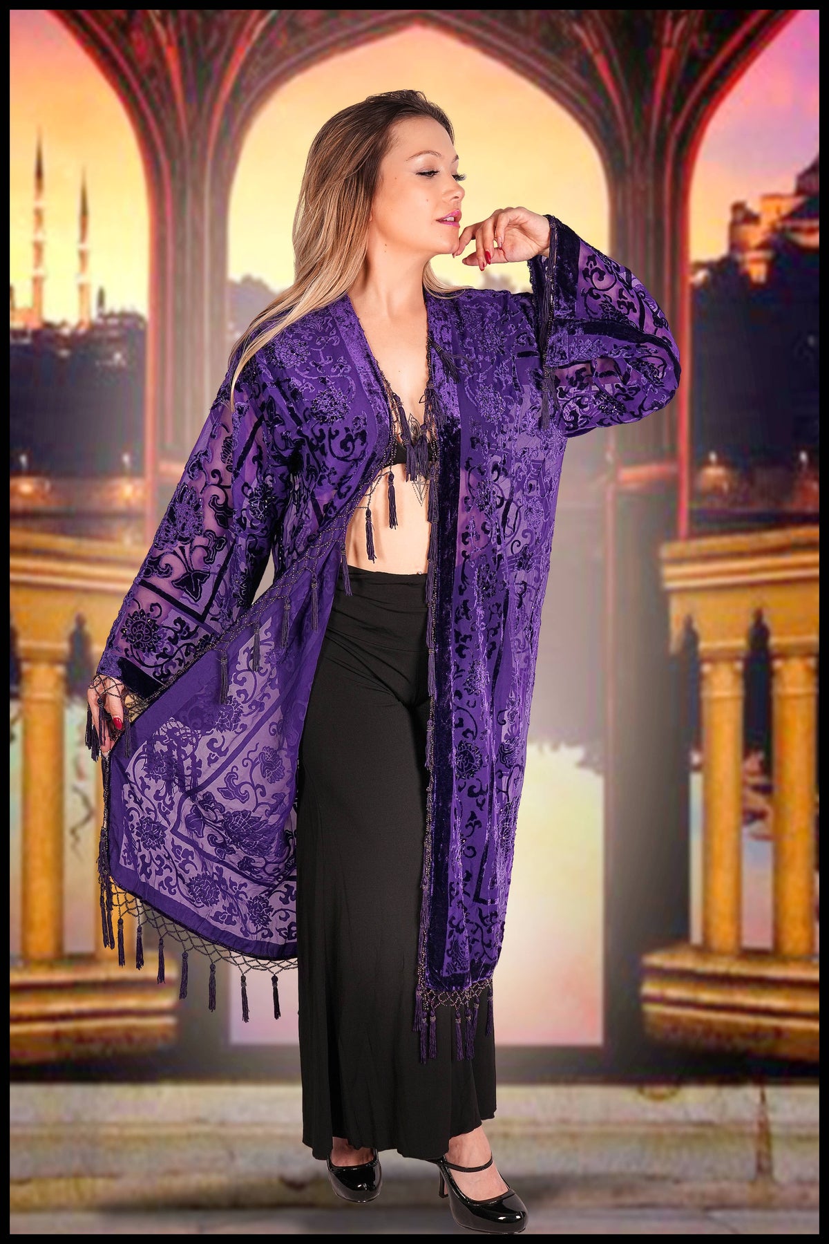 1813 - Medallion Long Jacket: Purple