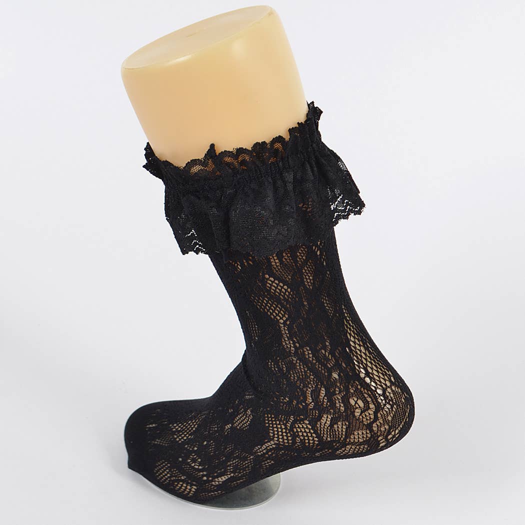 Laced Floral Mesh Socks: WT