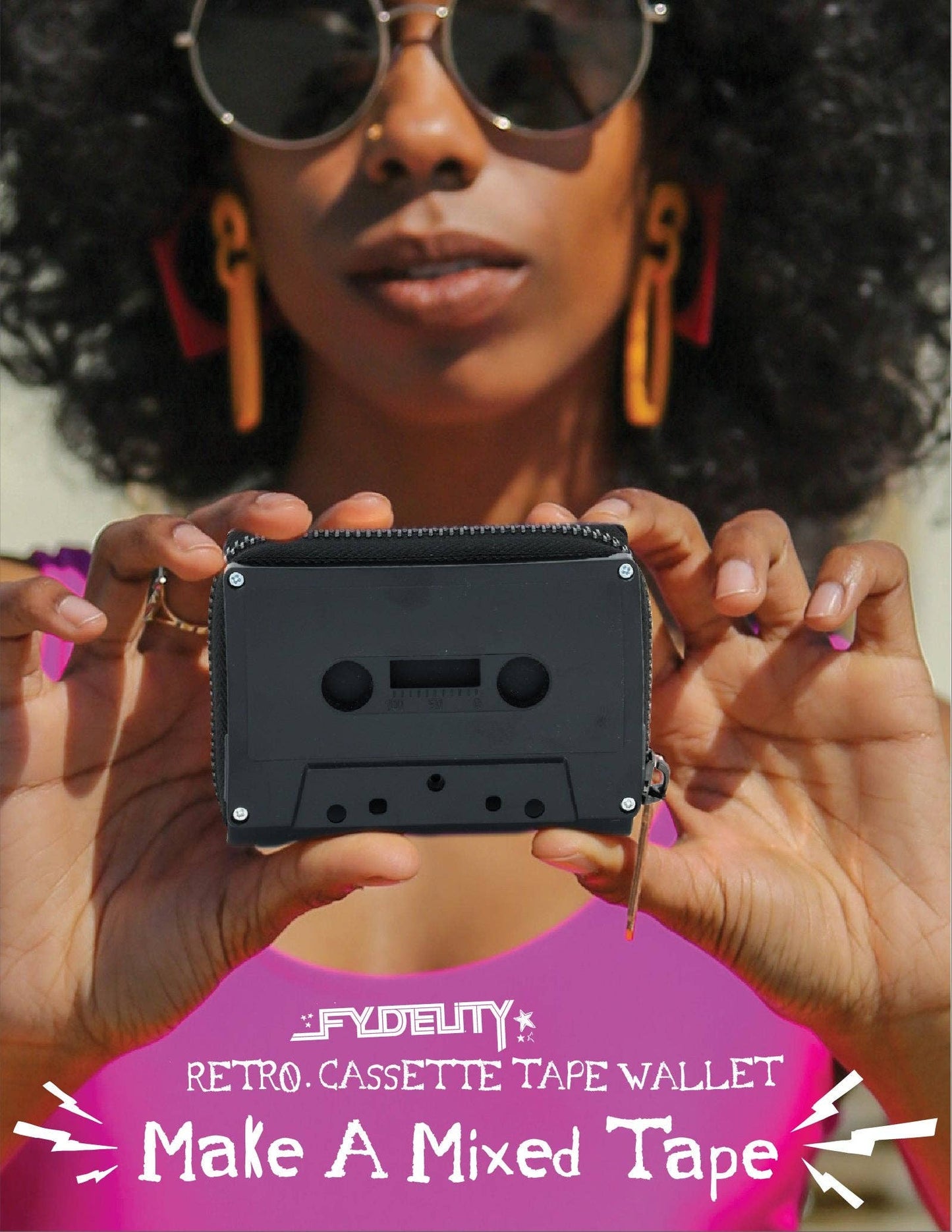70258: Retro Cassette Wallet | Black Mattte