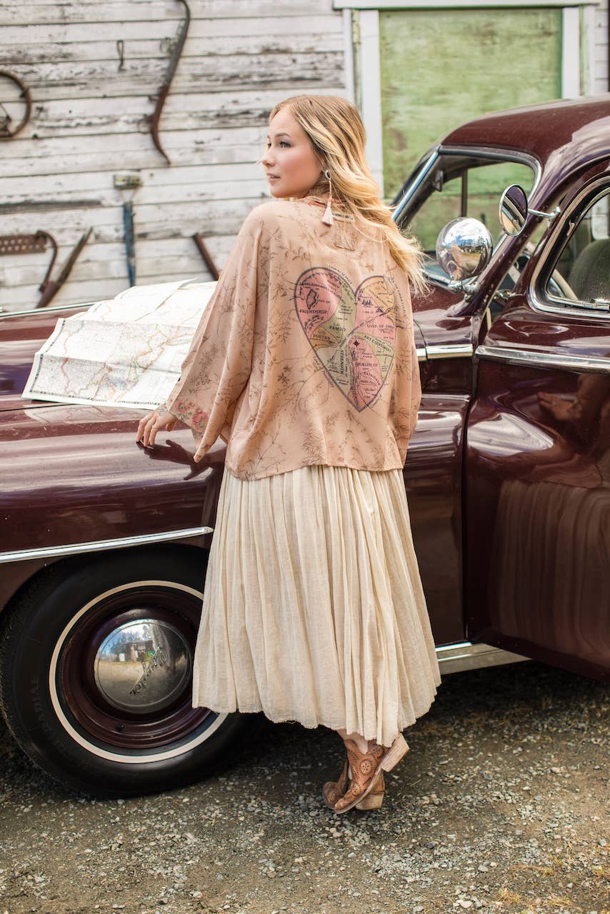 Map of My Heart Pixie Duster Cropped Kimono w/ Heart