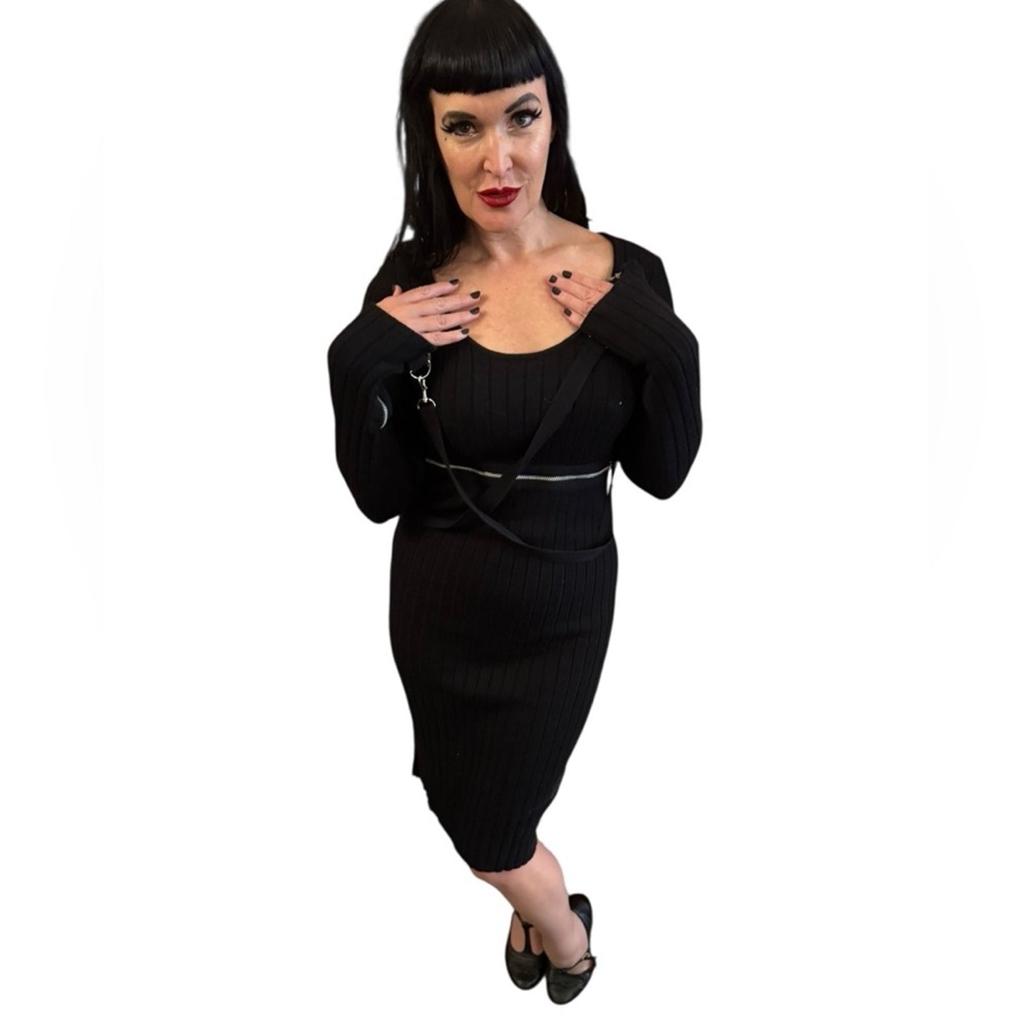Betsey Johnson Y2K Era Bondage Sweater Dress size L