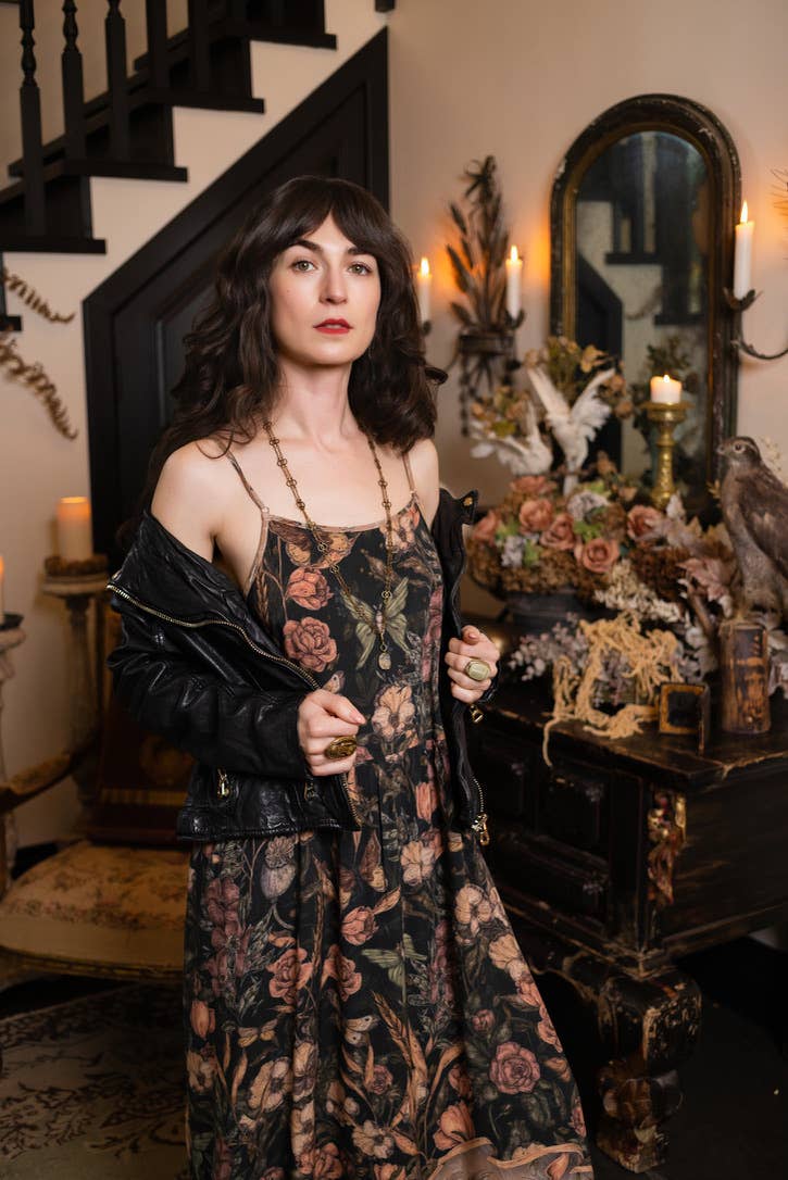 Momento Bohéme Long Maxi Slip Dress w/ Starling & Skull: S/M (fits approx. size 6-10)