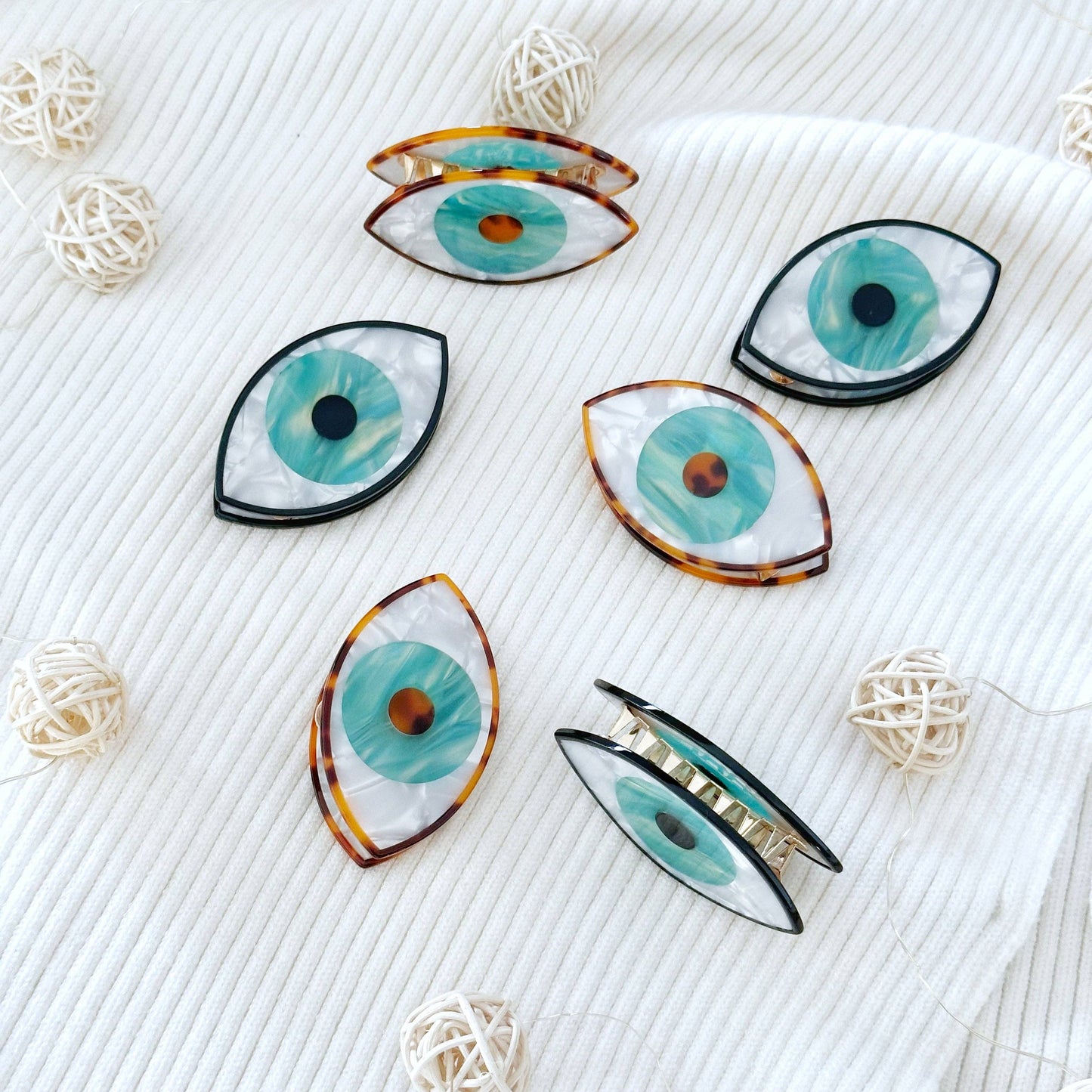 Evil Eye Hair Claw Clip, Acetate Hair Clip, Hair Accessories: Black