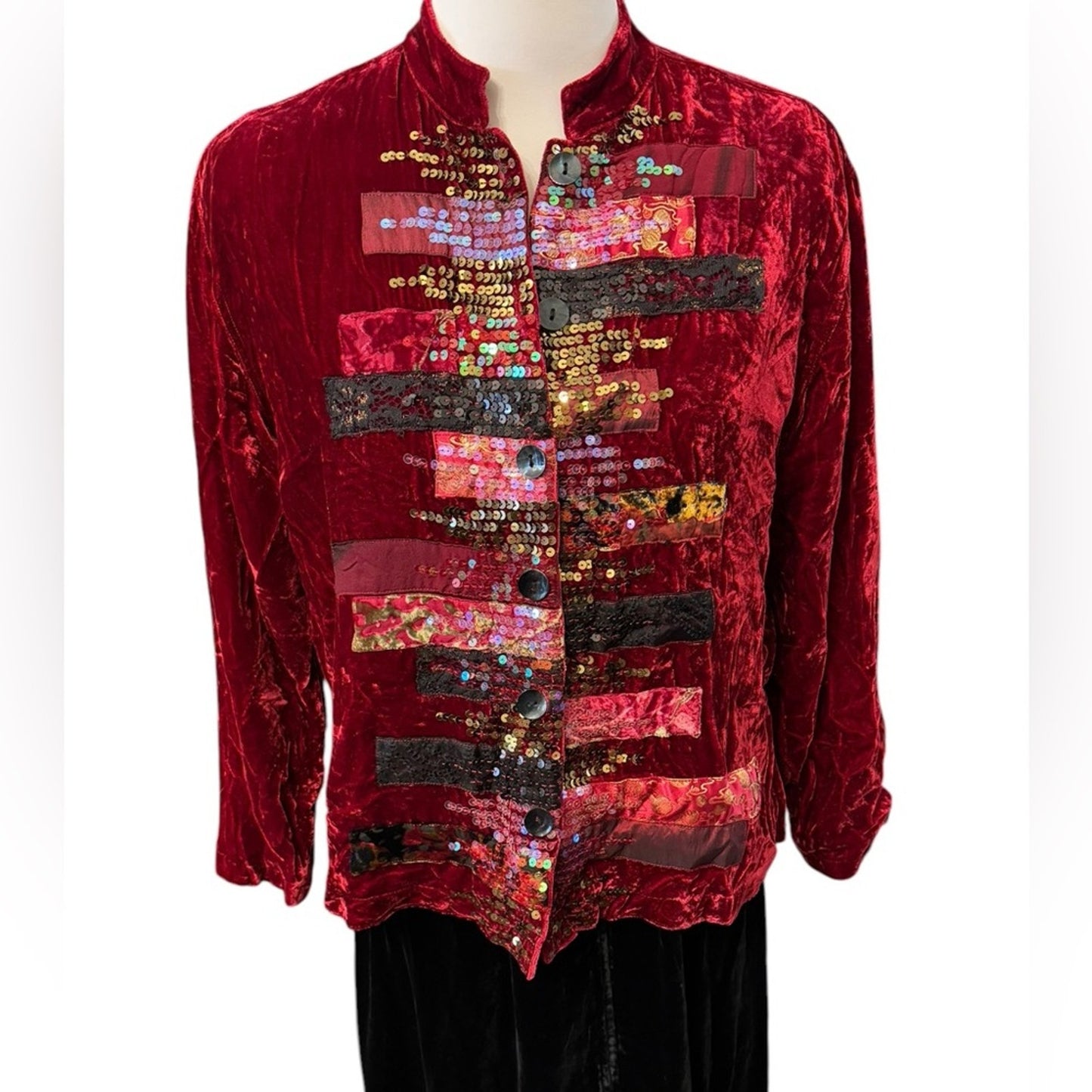 Chicos Vintage crushed Velvet Jacket with sequins