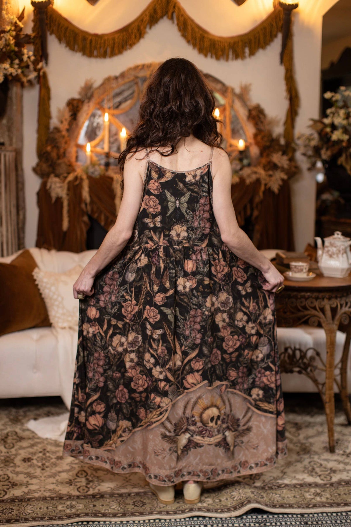 Momento Bohéme Long Maxi Slip Dress w/ Starling & Skull: S/M (fits approx. size 6-10)