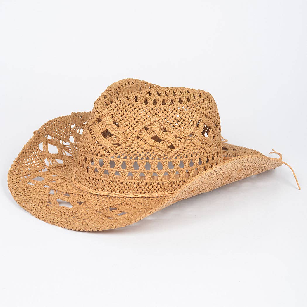 Faux Straw Cowboy Hat: BK