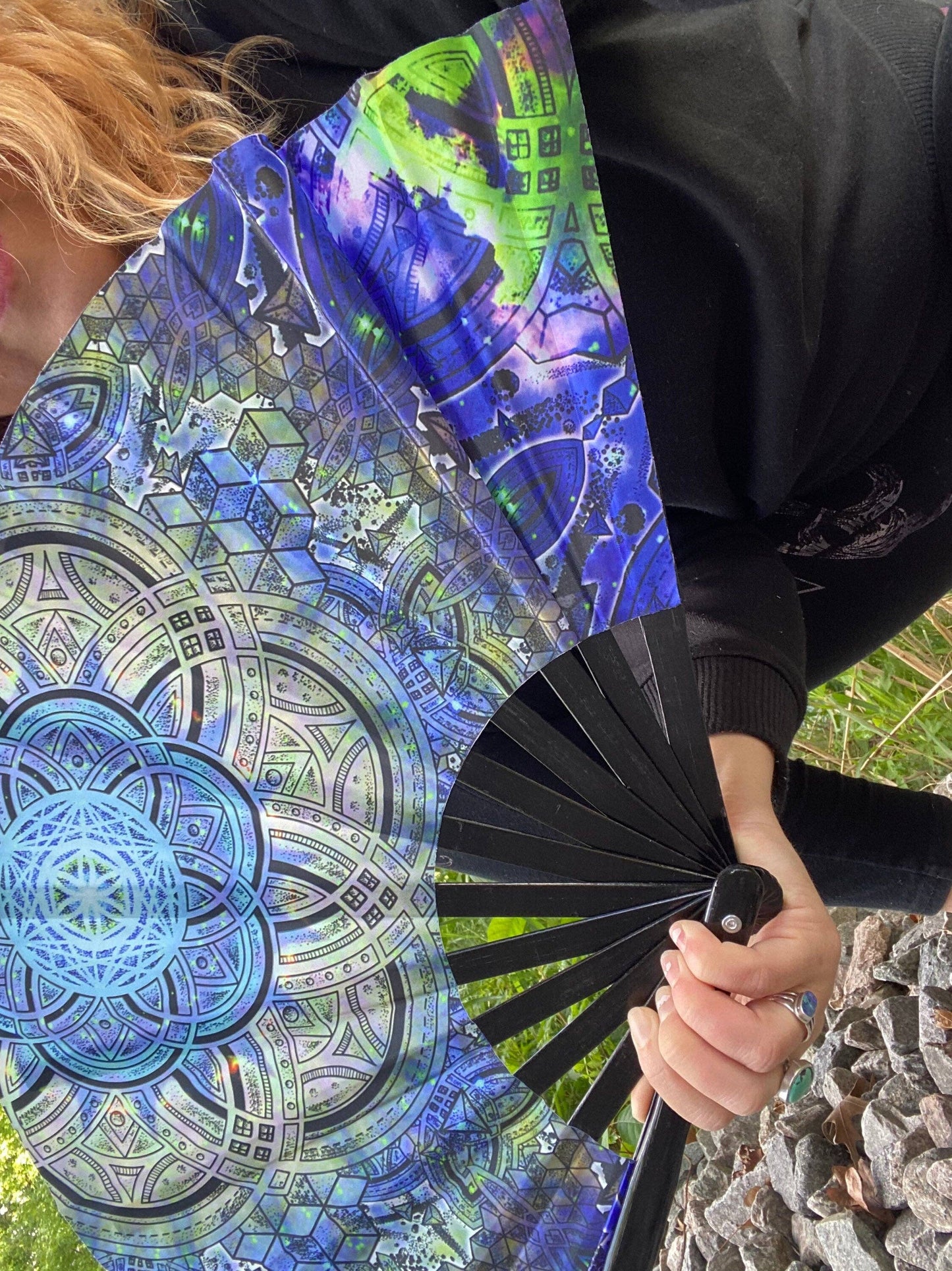 Botanical Omniscience Sacred Geometry Hand Fan – UV Reactive