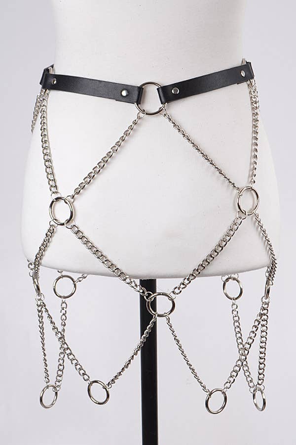 Chain Skirt Belt TT8341: Black Silver