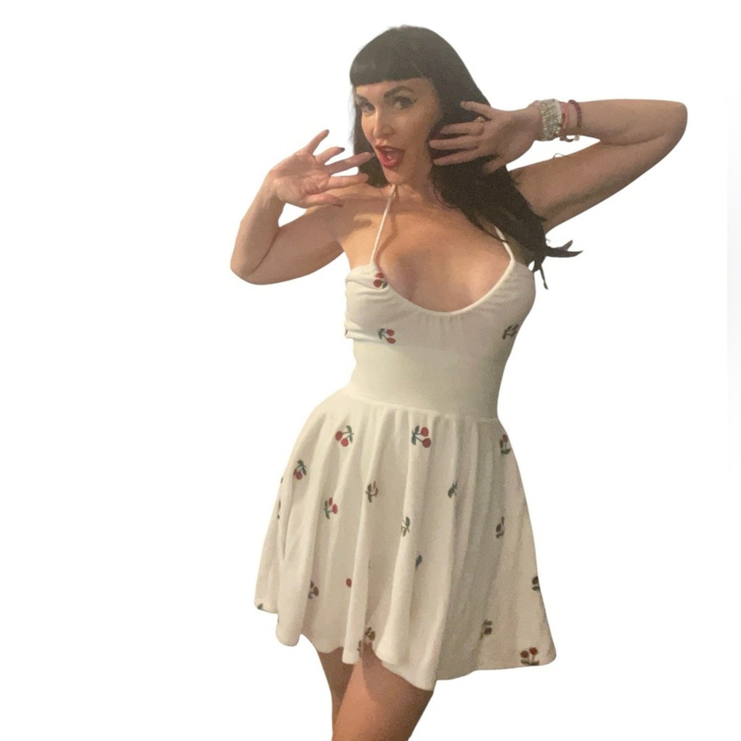 Betsey Johnson Y2K Rare Cherry Terry Cloth Dress S