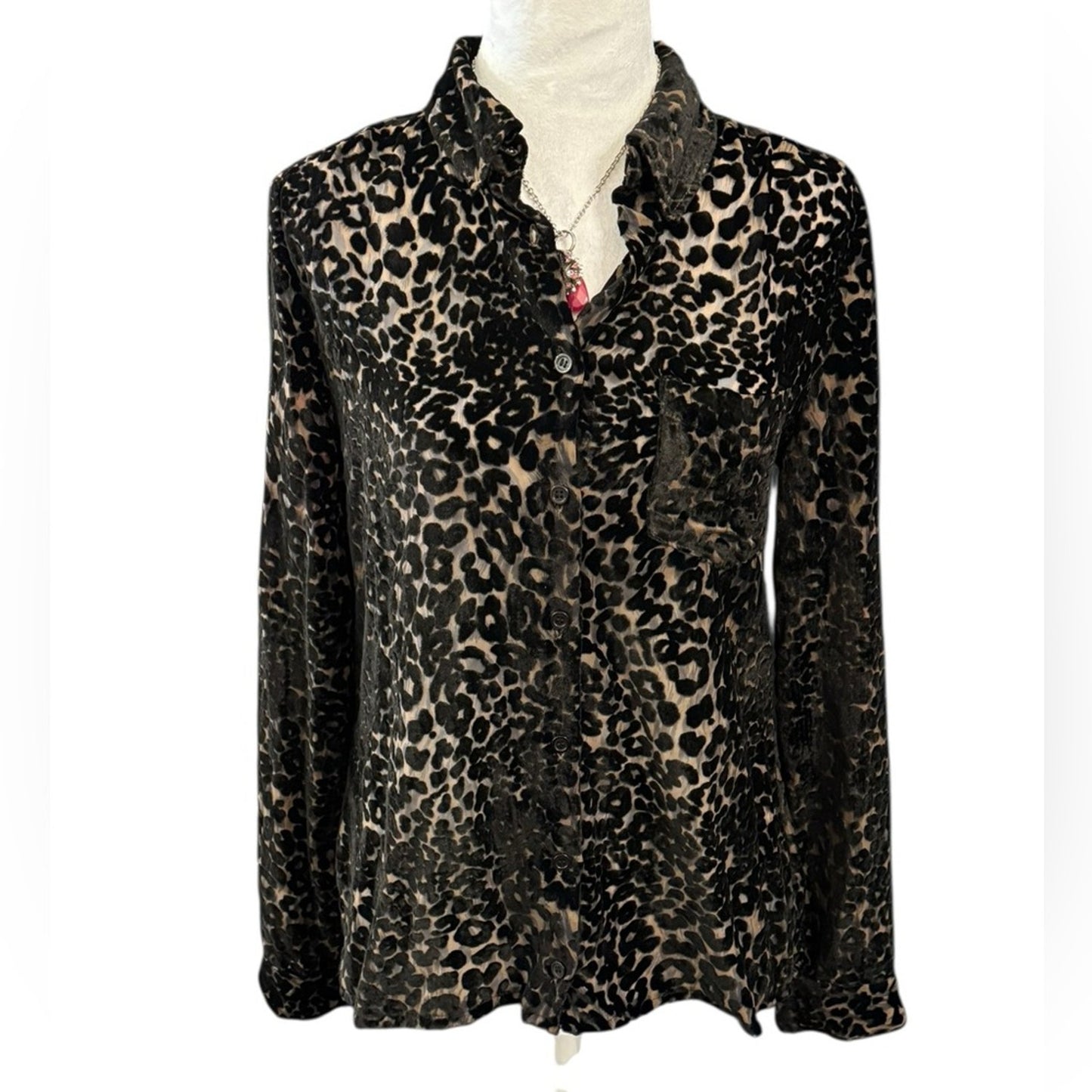 Moda international Vintage Leopard Velvet Burnout Size S