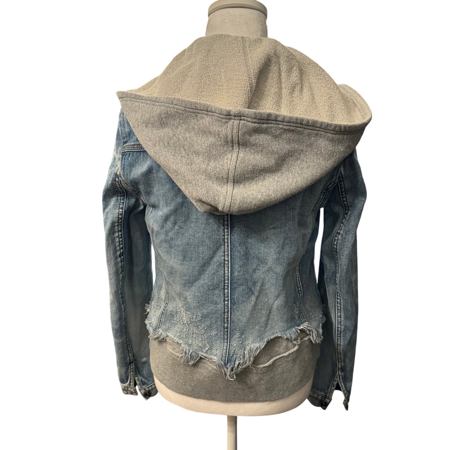 Free People Super Distressed Denim Hooded jacket Size S