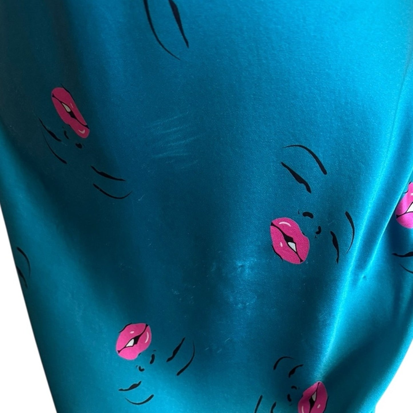 Betsey Johnson Unique Ultra Rare Marylin Wink Silk Dress READ DESc Small Flaw Size 10