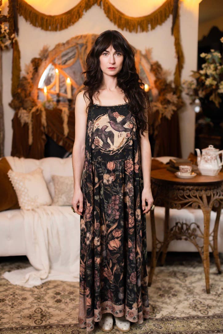 Momento Bohéme Long Maxi Slip Dress w/ Starling & Skull: S/M (fits approx. size 6-10)