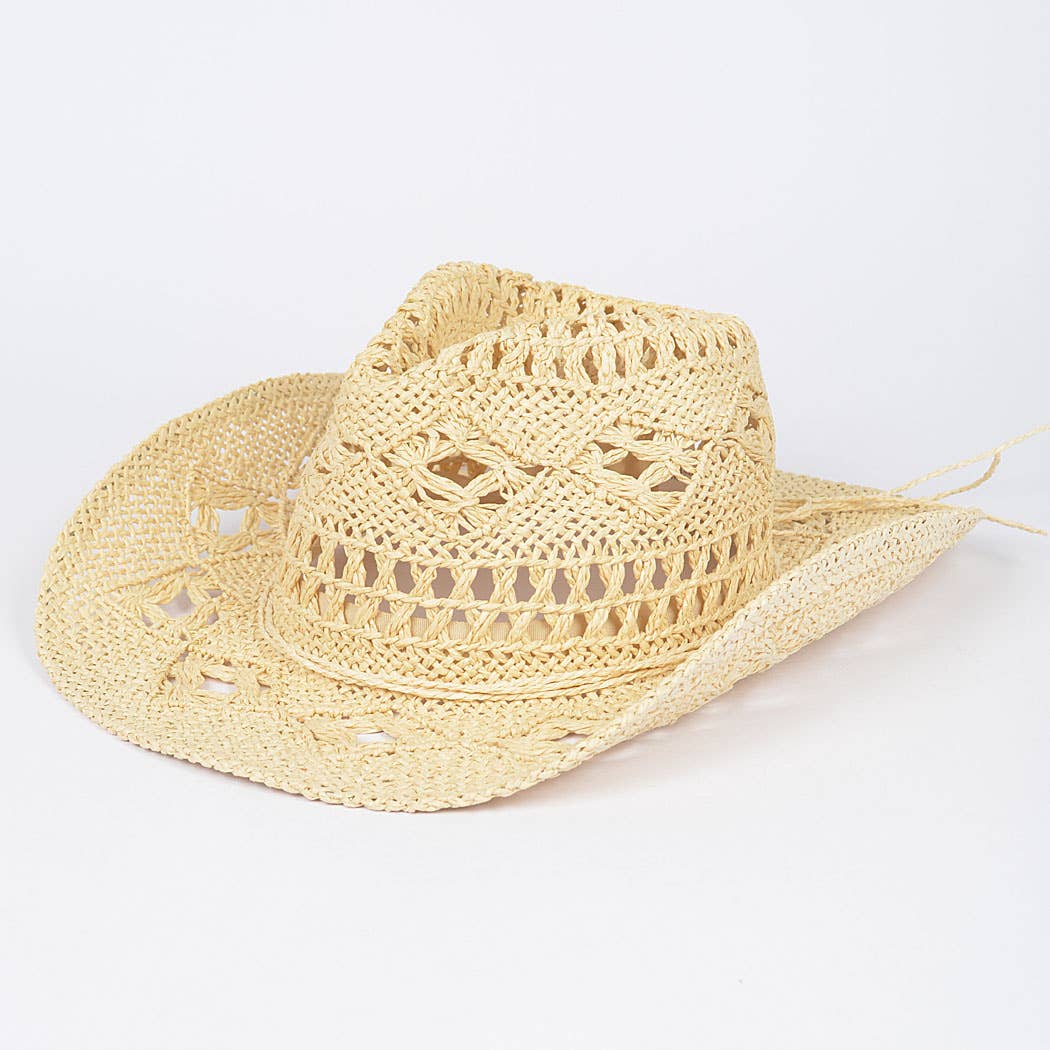 Faux Straw Cowboy Hat: BK