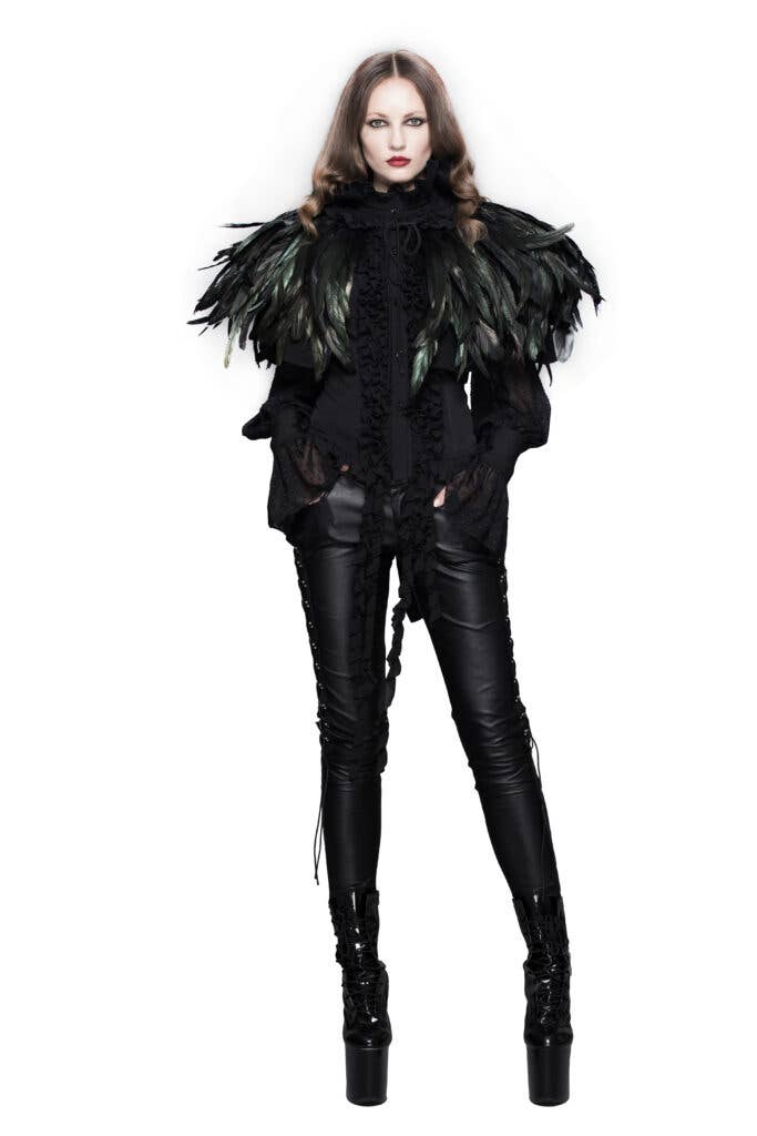 CA11 - Gothic Dark Green Feather cape