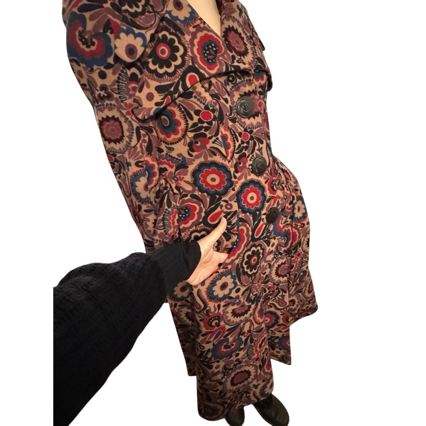 Betsey Johnson Vintage Velour Trench Coat Size 10 Y2K Black Label
