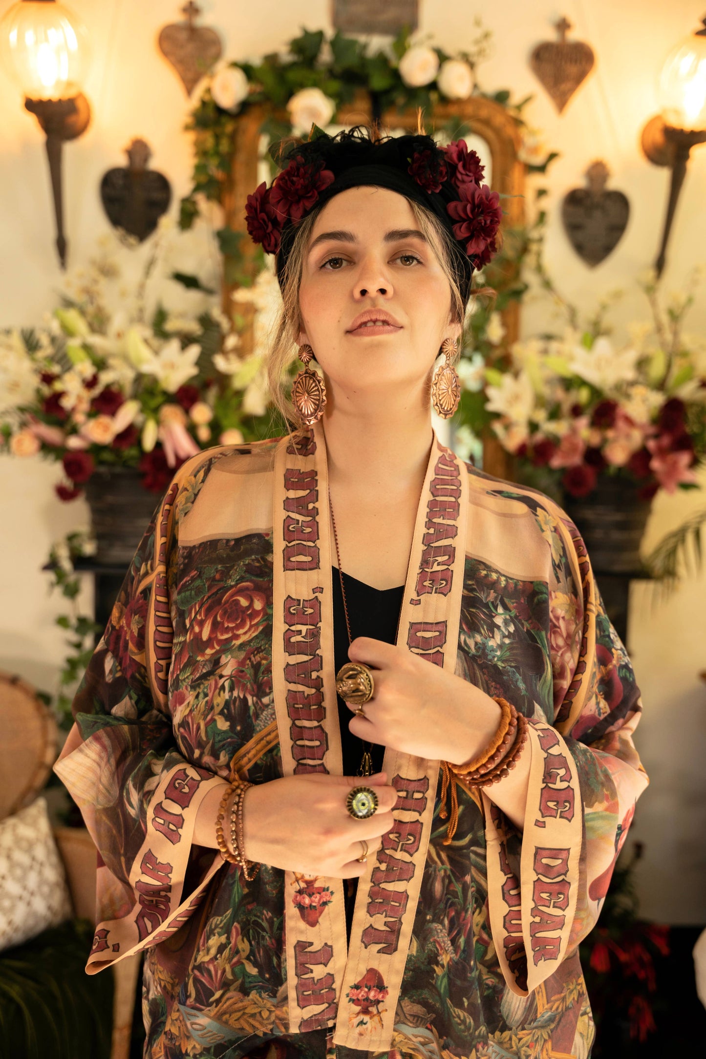 Courage Dear Heart Pixie Duster Crop Kimono w/ Sacred Heart