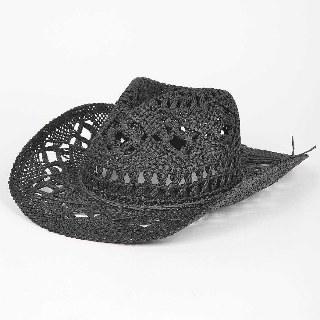 Faux Straw Cowboy Hat: BK