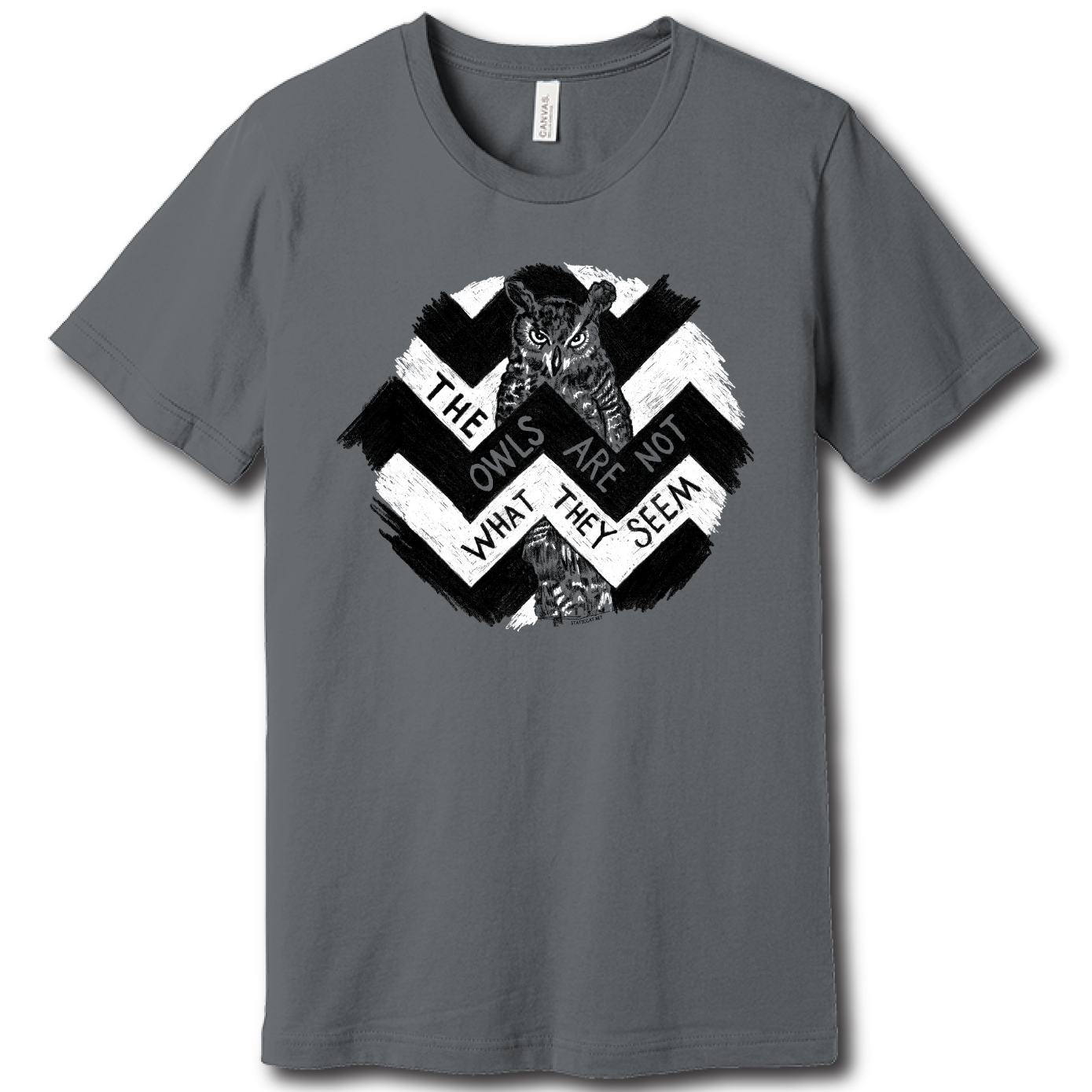 The Owls Are Not What They Seem (Twin Peaks) – Unisex Tee: Storm Grey / S