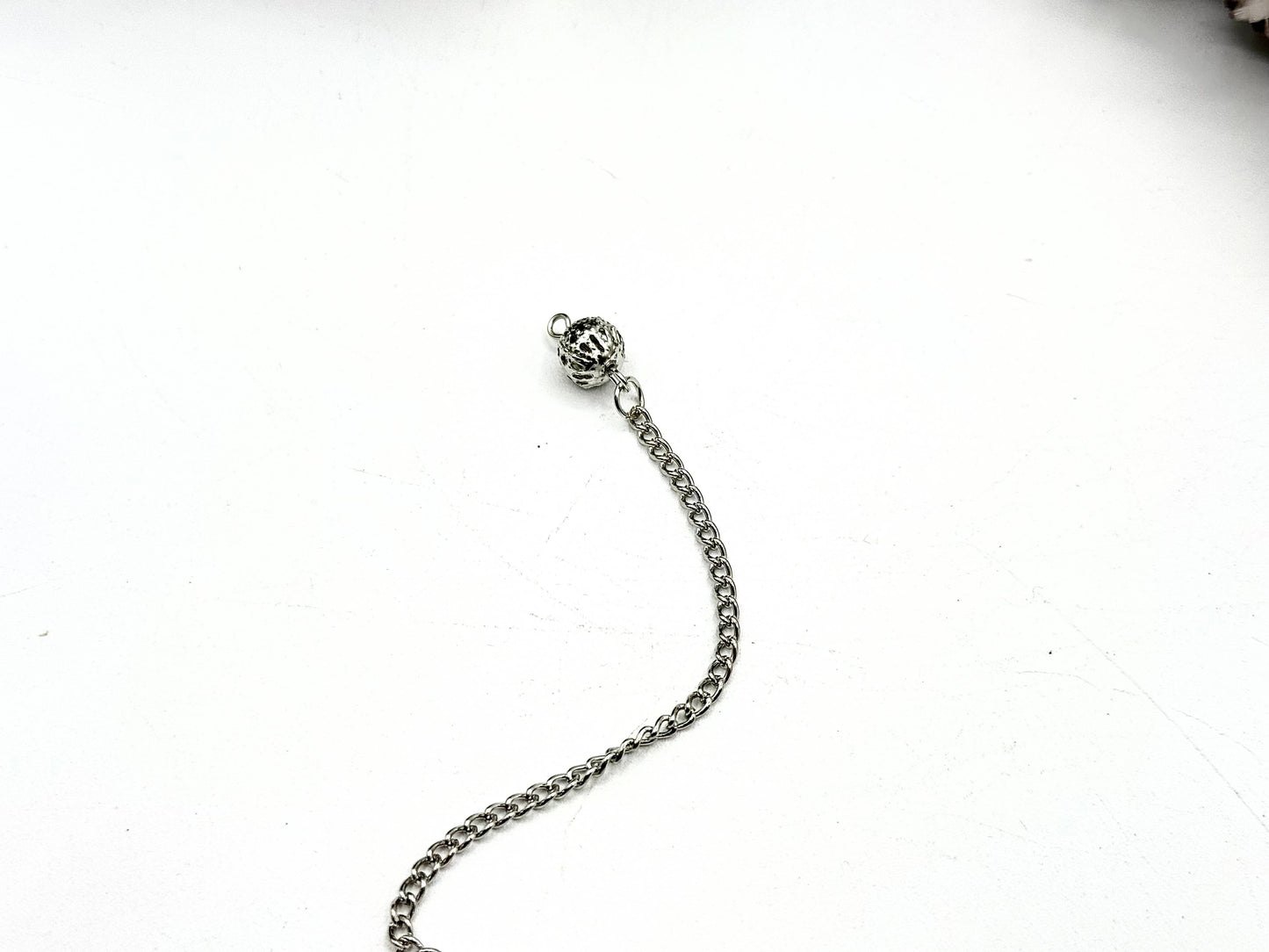 White Howlite Double Cap Pendulum with Silver Plate Chain