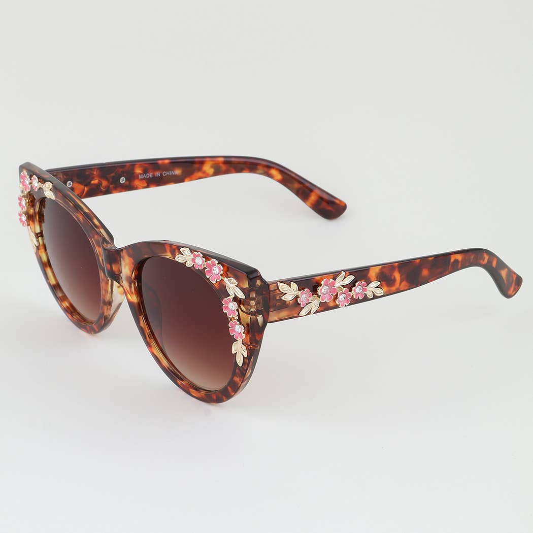 Bedazzled Flower Cateye Sunglasses: MIX