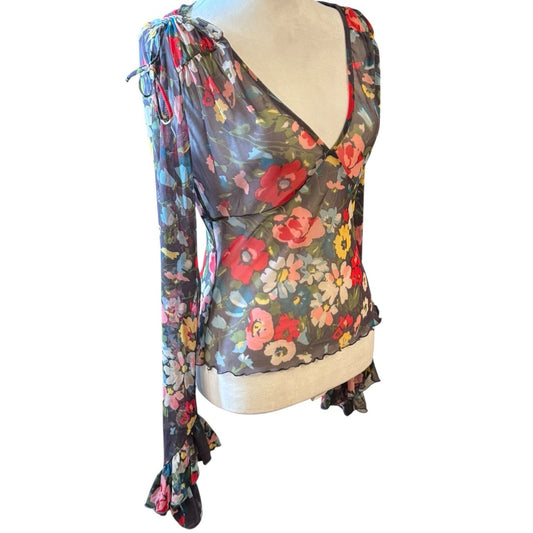 Betsey Johnson Rare Y2K Mesh top size M