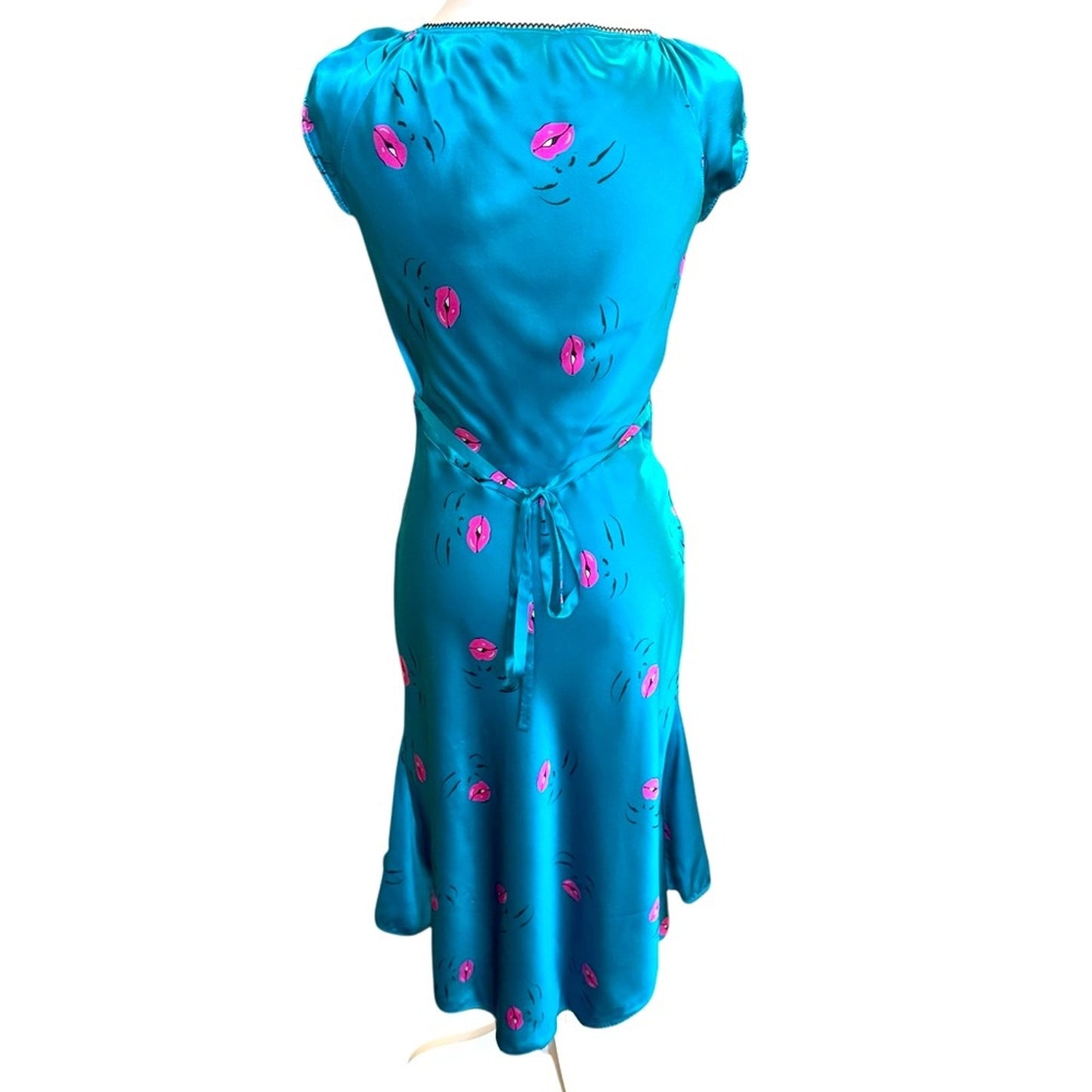 Betsey Johnson Unique Ultra Rare Marylin Wink Silk Dress READ DESc Small Flaw Size 10