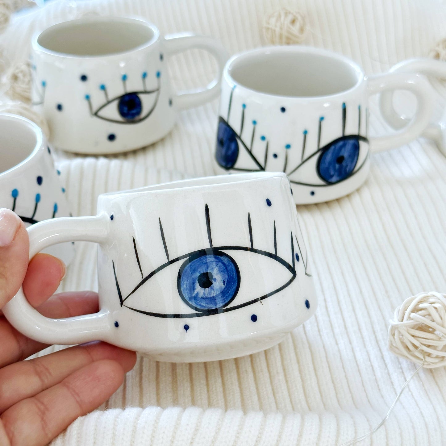 Handmade Evil Eye Coffee Mug, Hygee Self Care Gift: Only Mug