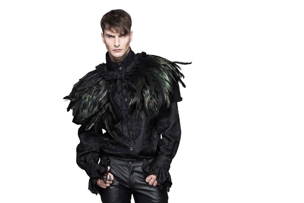 CA11 - Gothic Dark Green Feather cape