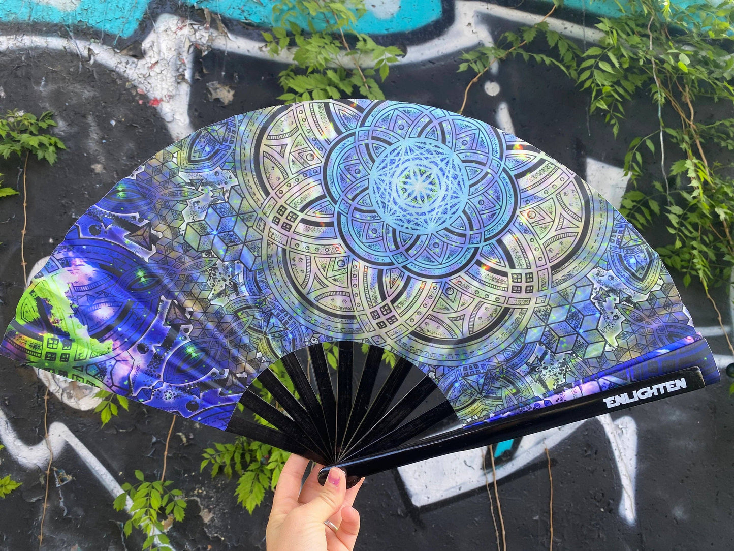 Botanical Omniscience Sacred Geometry Hand Fan – UV Reactive