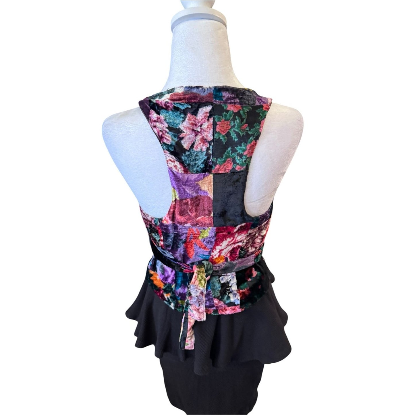 Betsey Johnson Iconic rare 1990s black label velvet patchwork vest size petite