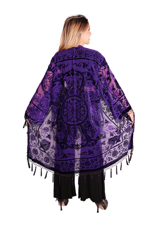 1813 - Medallion Long Jacket: Purple