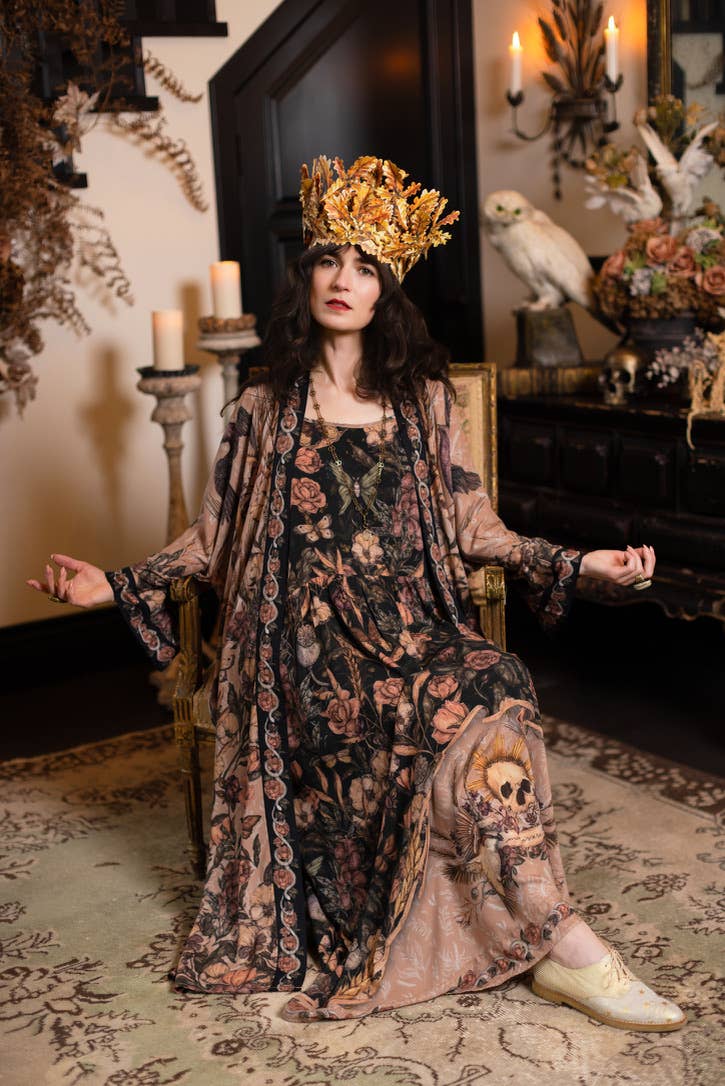 Momento Bohéme Long Maxi Slip Dress w/ Starling & Skull: S/M (fits approx. size 6-10)