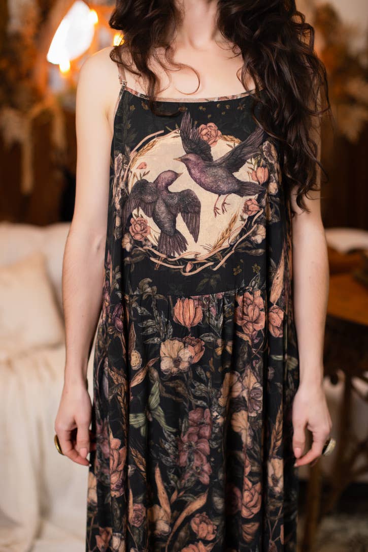 Momento Bohéme Long Maxi Slip Dress w/ Starling & Skull: S/M (fits approx. size 6-10)