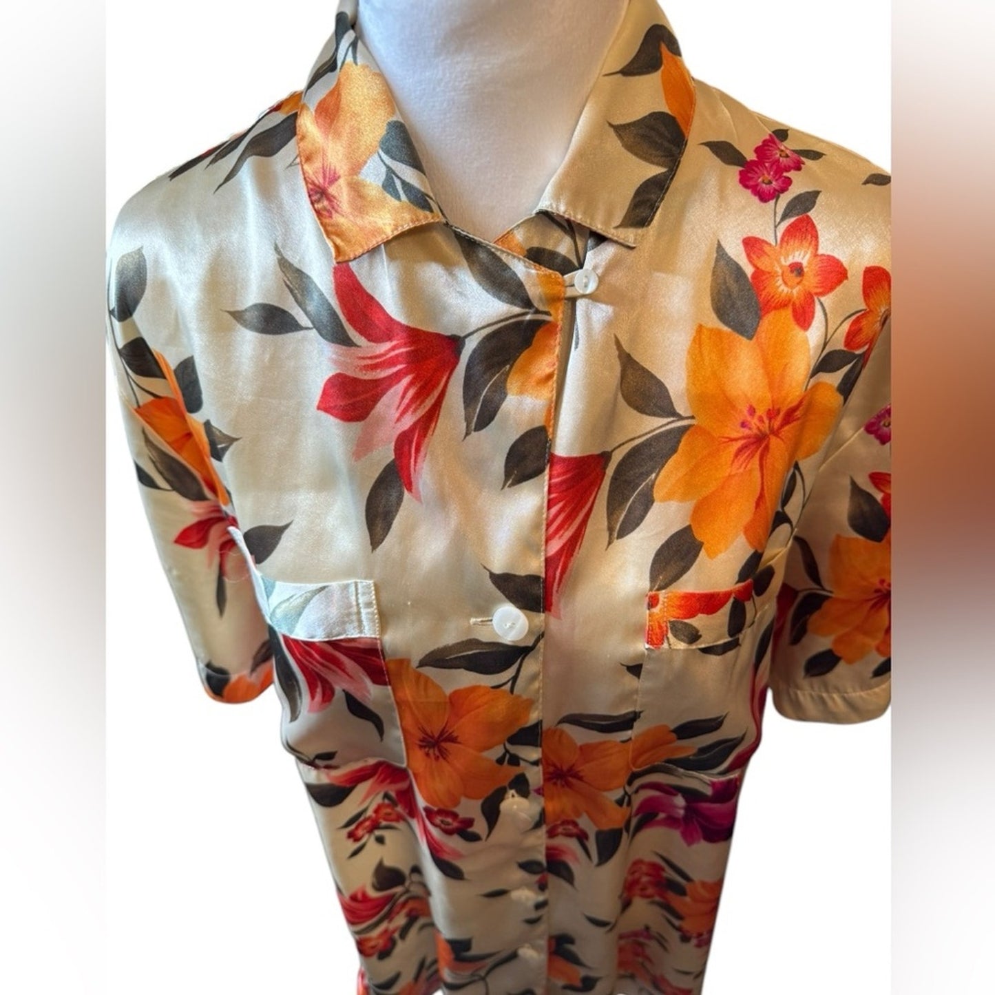 Victorias Secret Floral Button-Up Shirt Size L