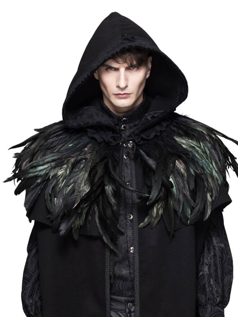 CA11 - Gothic Dark Green Feather cape