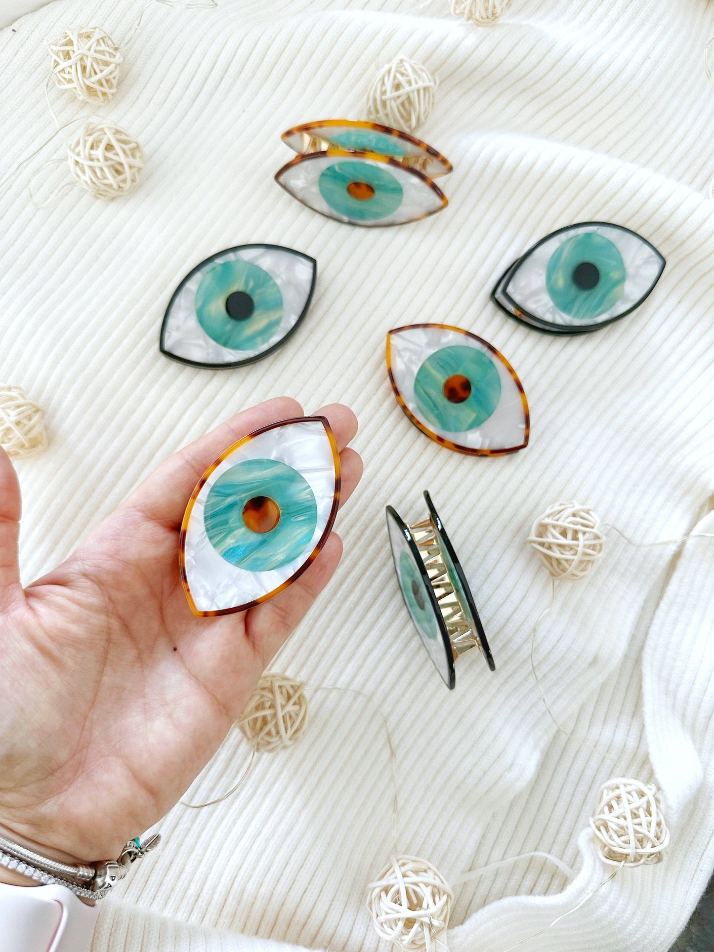 Evil Eye Hair Claw Clip, Acetate Hair Clip, Hair Accessories: Black