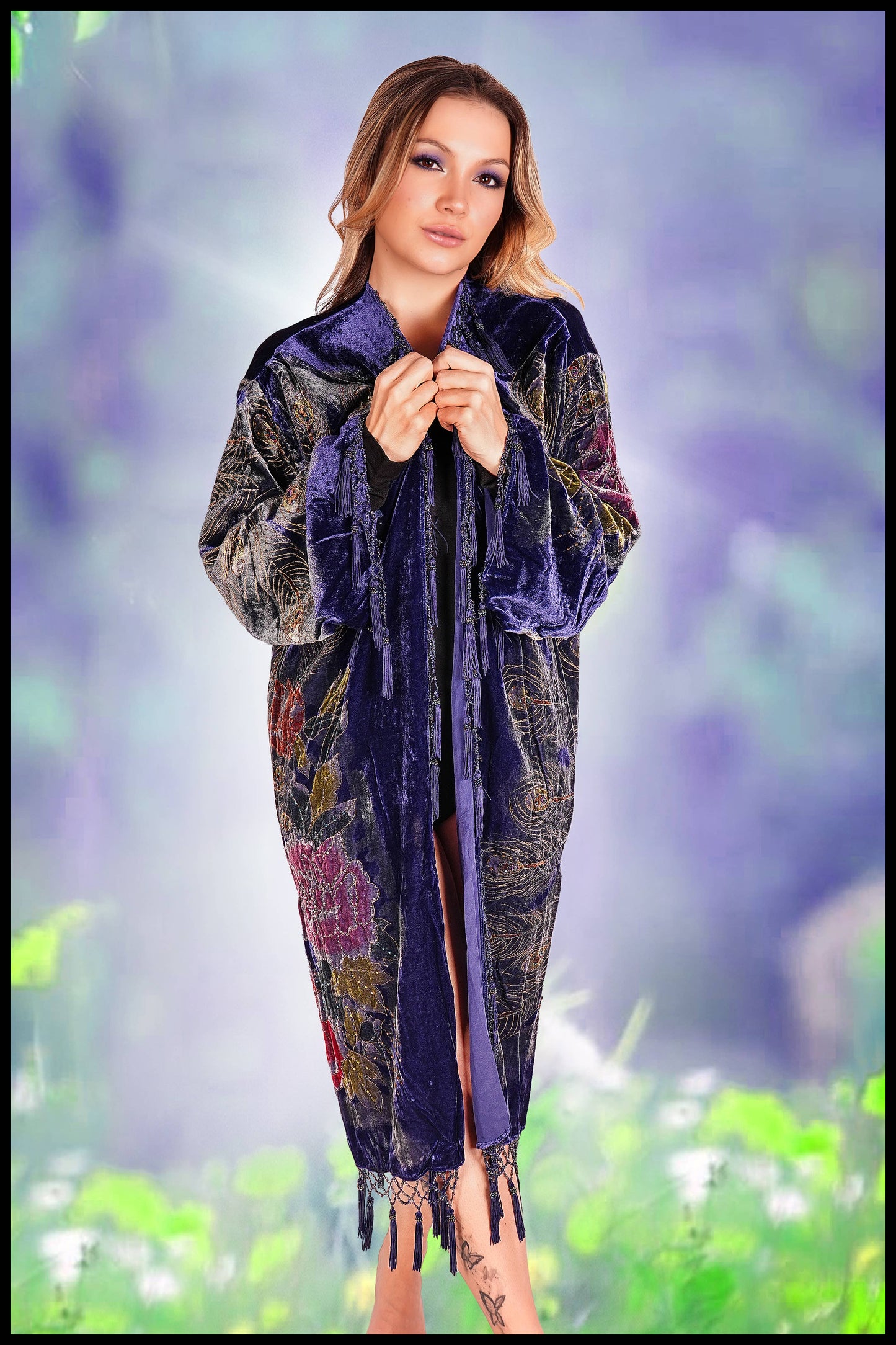 Velvet Peacock Jacket: Black