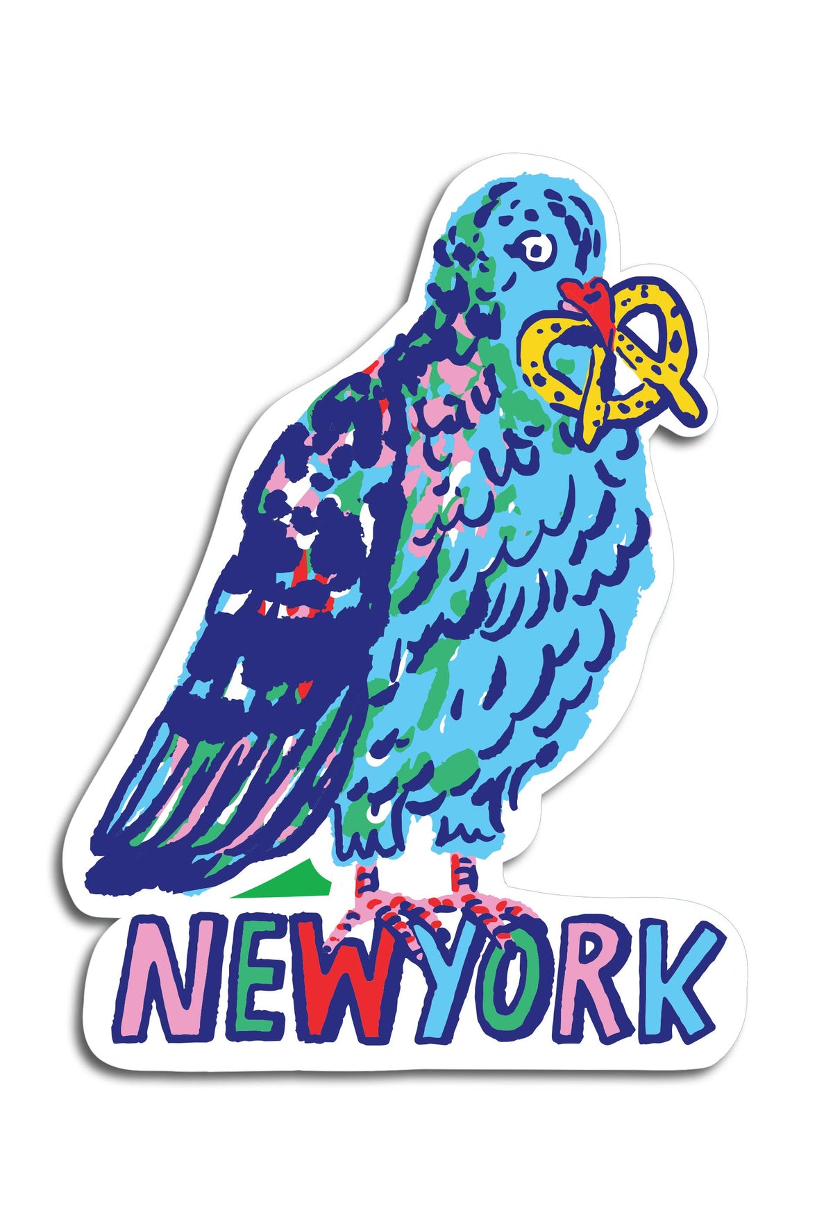 Pigeon with New York Pretzel NYC Die Cut Sticker