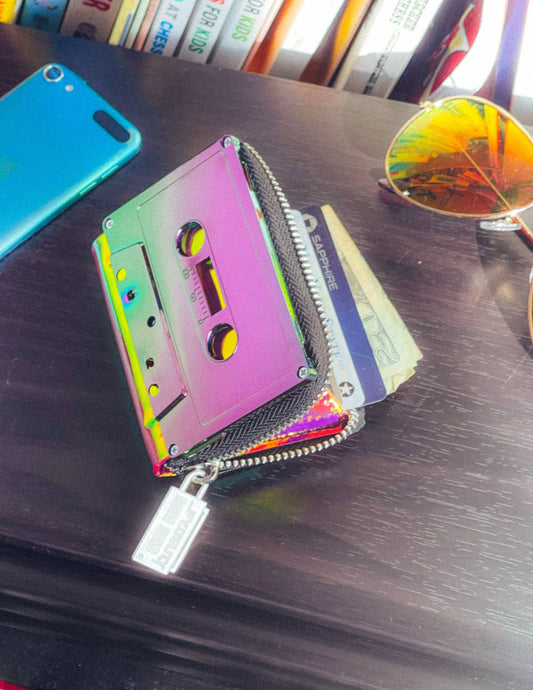 70270: Retro Cassette Mixtape Wallet | Electro Purple Chrome