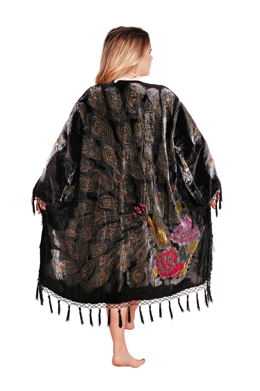 Velvet Peacock Jacket: Black